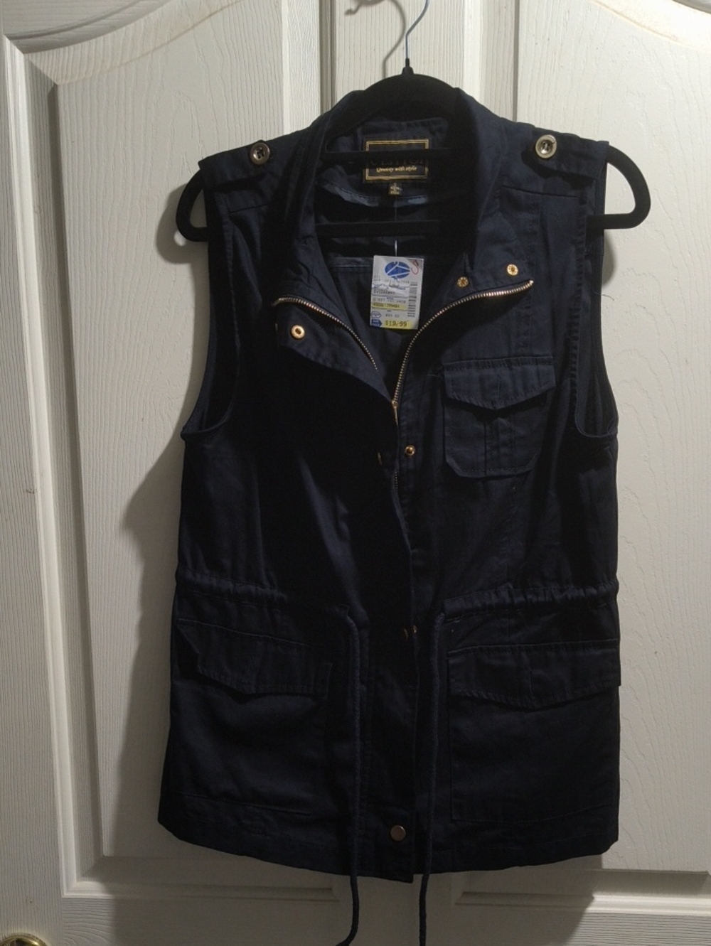 Sleeveless Utility Bomber Vest - Navy